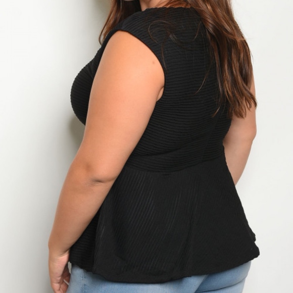 LAST 2! PLUS SIZE BLACK PEPLUM CUT TOP! - Picture 2 of 3